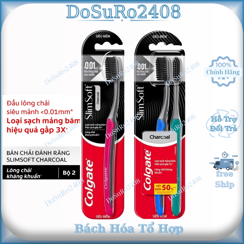 Bàn chải đánh răng , bàn chải , Colgate than hoạt tính kháng khuẩn lông tơ (COMBO 3 CÂY BÀN CHẢI)