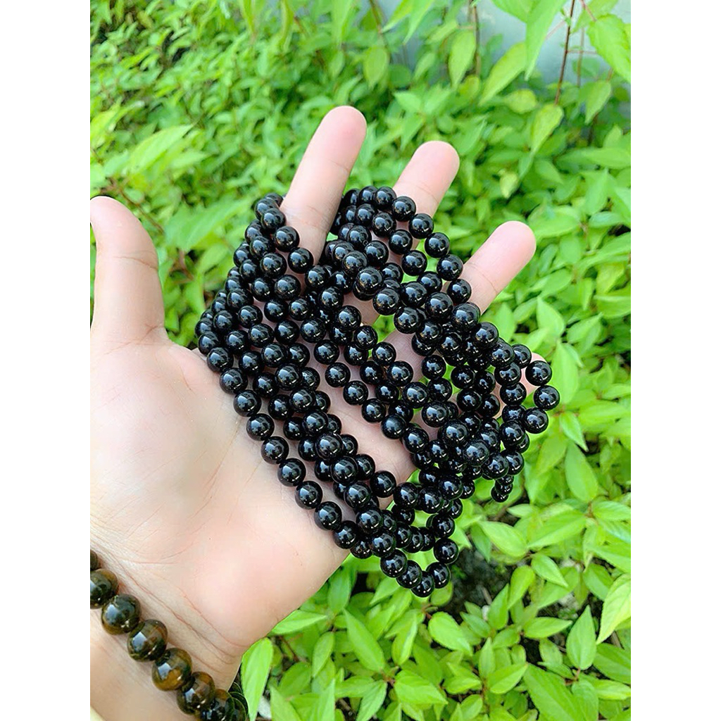 vòng 108 hạt san hô đen 8ly