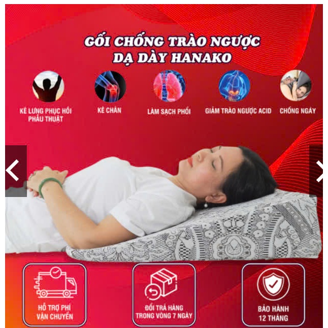 Vỏ Gối Trào Ngược Dạ Dày Hanako Dùng Cho Gối Chống Trào Ngược, Dễ Tháo Giặt