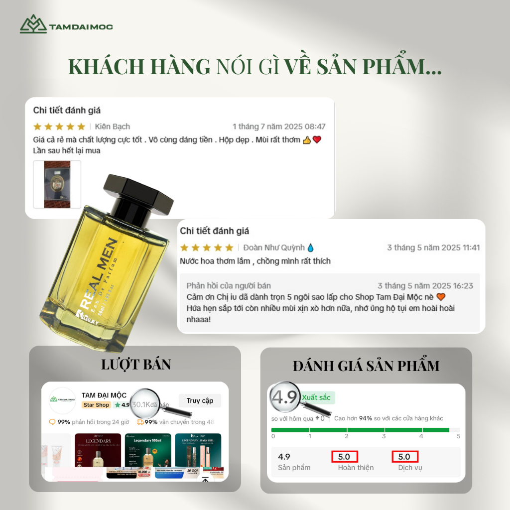 Nước Hoa Nam BK Luxury REAL MEN 50ml Hương Tiêu Cay Nồng Ấm Áp Lịch Lãm Lưu Hương Lâu | TAM ĐẠI MỘC