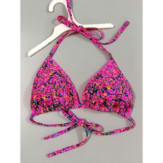 Lẻ áo bơi, bikini nữ họa tiết hoa nhí hồng nổi bật dáng tam giác dây buộc, hàng VNXK
