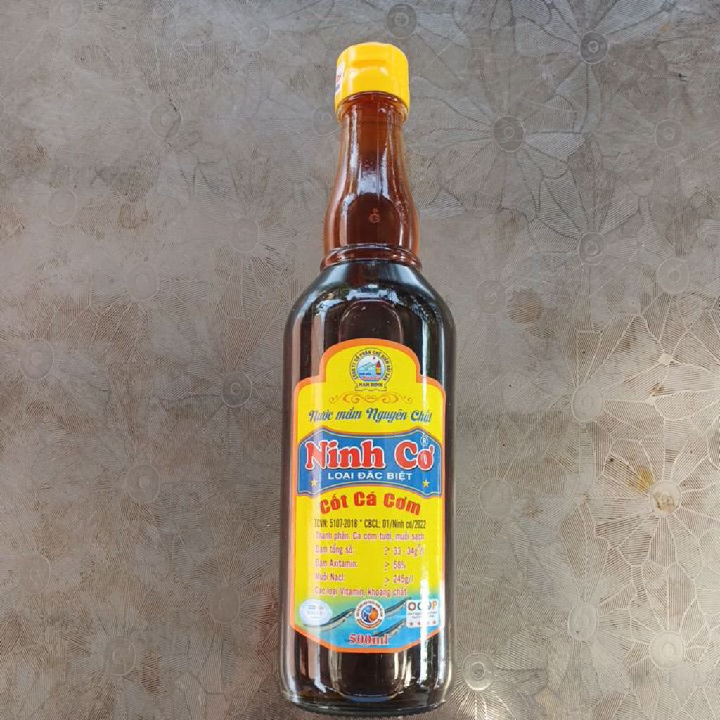 Nước mắm chắt truyền thống Ninh Cơ chai thủy tinh 500ml,  đạm >=34ng/l