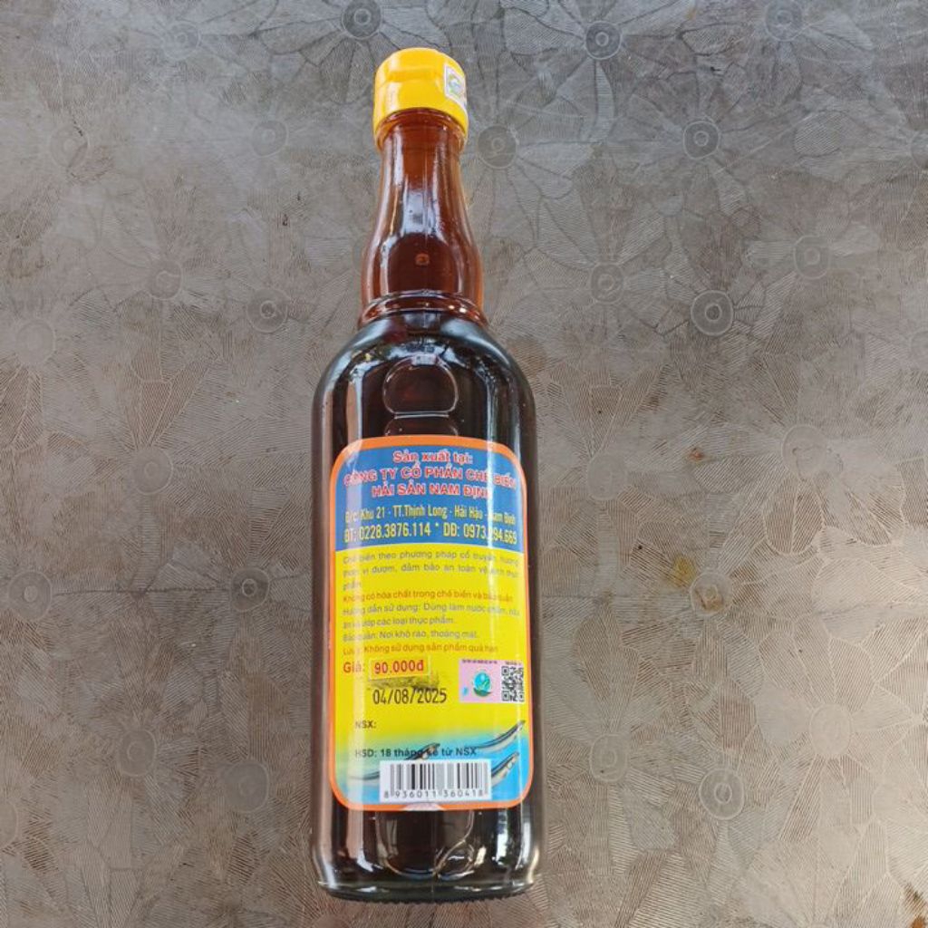 Nước mắm chắt truyền thống Ninh Cơ chai thủy tinh 500ml,  đạm >=34ng/l