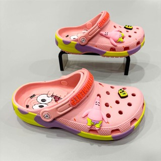 Dép sục Dinas classic Spongebob Patrick trẻ em, nữ, Sục Spongebob màu hồng cam pastel cao cấp tặng kèm set jibbitz 3D