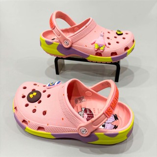 Dép sục Dinas classic Spongebob Patrick trẻ em, nữ, Sục Spongebob màu hồng cam pastel cao cấp tặng kèm set jibbitz 3D