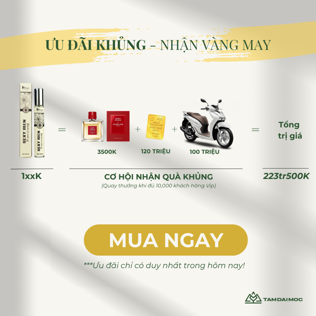 Nước Hoa Nam BK LUXURY SEXY MEN 10ml Hương Gỗ Vani Cuốn Hút Gợi Cảm Lưu Hương Lâu | TAM ĐẠI MỘC