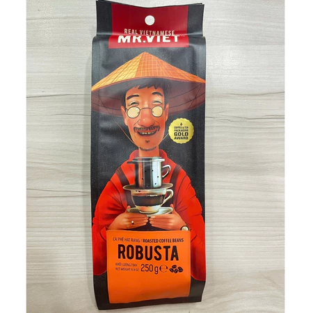 Cà phê hạt rang Robusta Mr Viet 250g - Robusta Roasted Coffee 250g