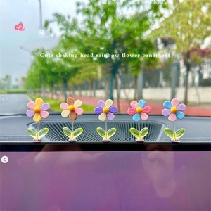 Set 5 bông hoa lò xo nhiều màu trang trí đỉnh màn hình, gương xe, decor góc làm việc, taplo xe hơi
