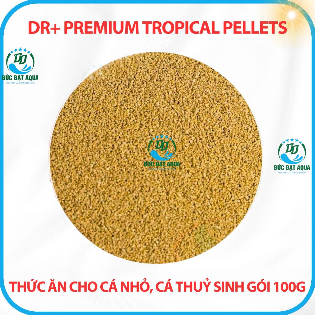 Thức ăn cho cá cảnh, cá thuỷ sinh, dàng cho cá nhỏ gói 100g Dr+ Premium Tropical Pellets 2