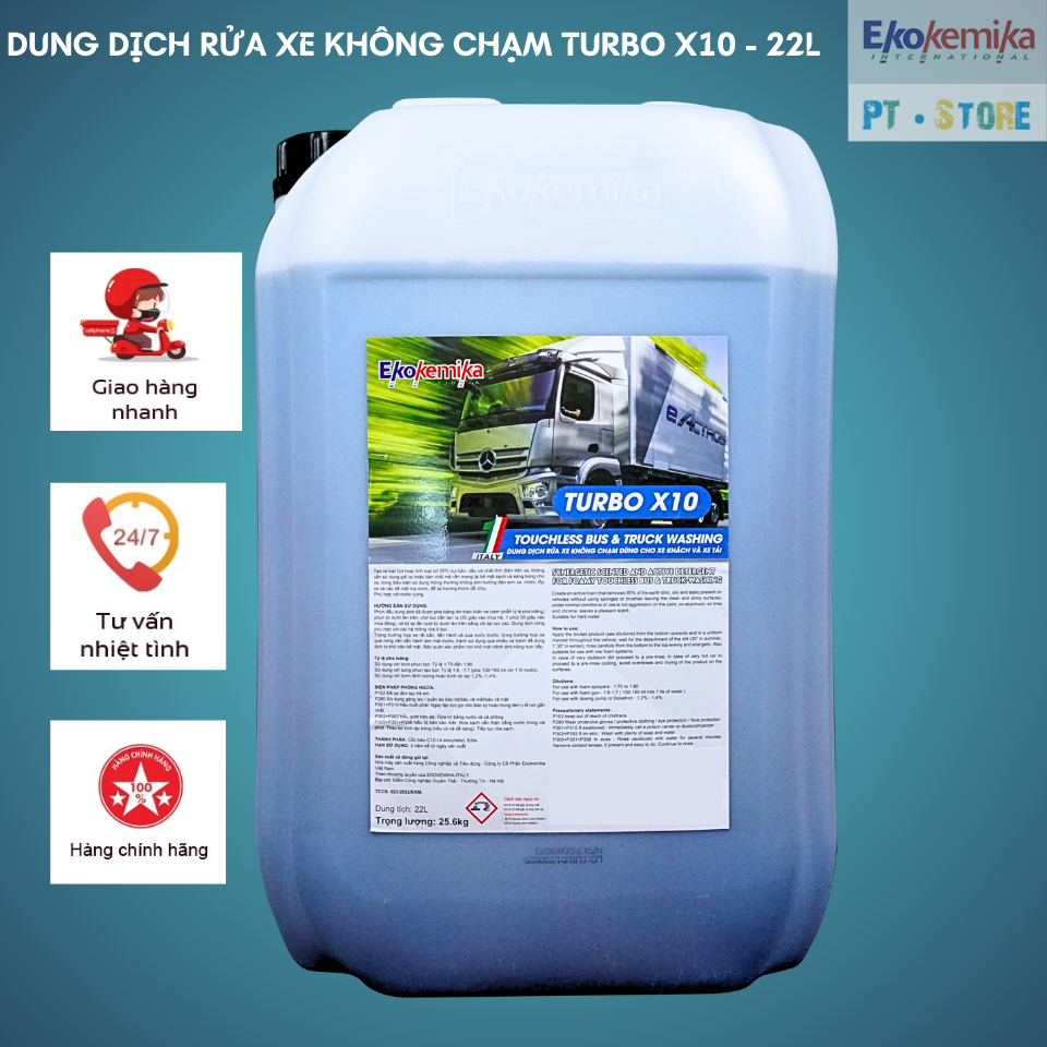 [EKOKEMIKA] - DUNG DỊCH RỬA XE KHÔNG CHẠM - TURBO X10 CHAI 1L- CAN 5L