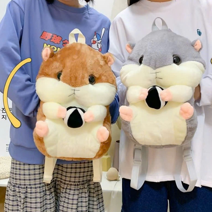 Balo sóc xám , chuột xám chuột Hamster nhồi bông kiểu dáng dễ thương