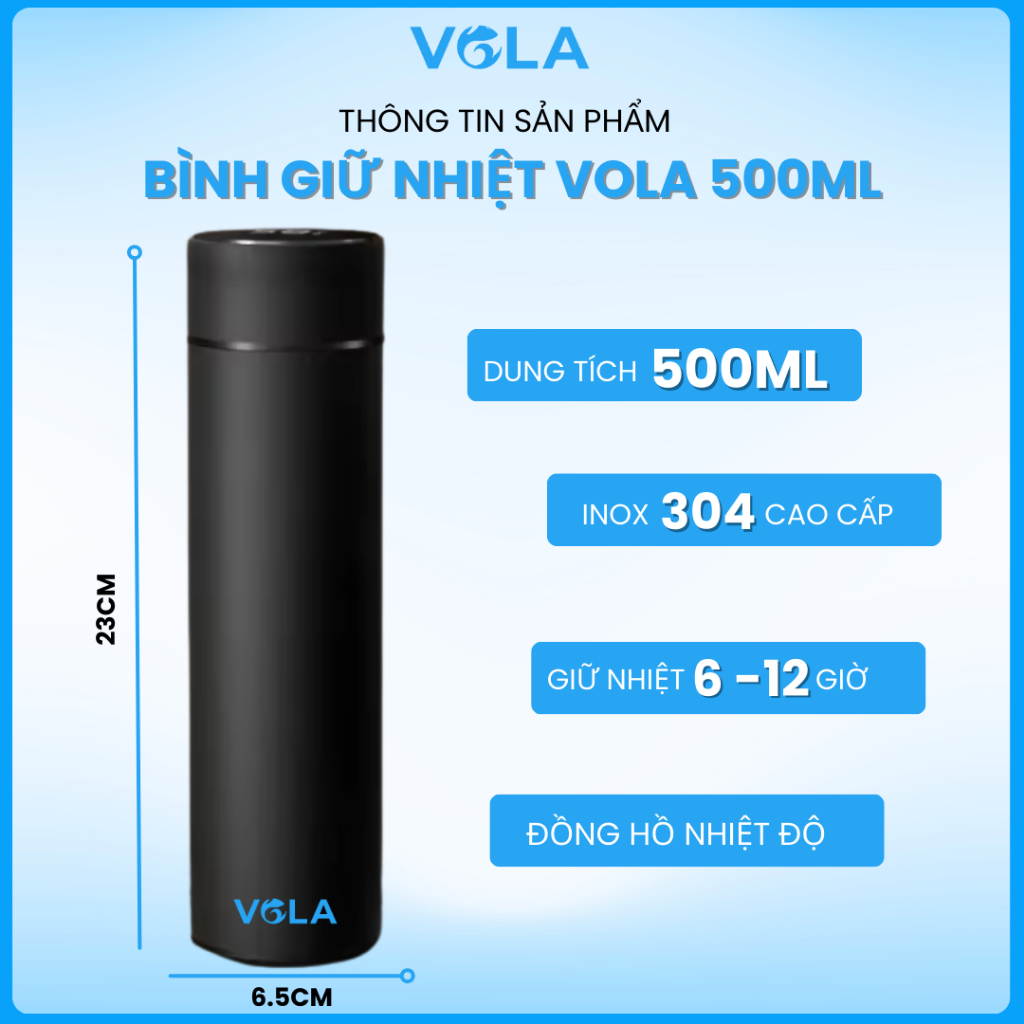 Bình Giữ Nhiệt VOLA 500ml Inox 304, Bình giữ nhiệt khắc tên theo yêu cầu.