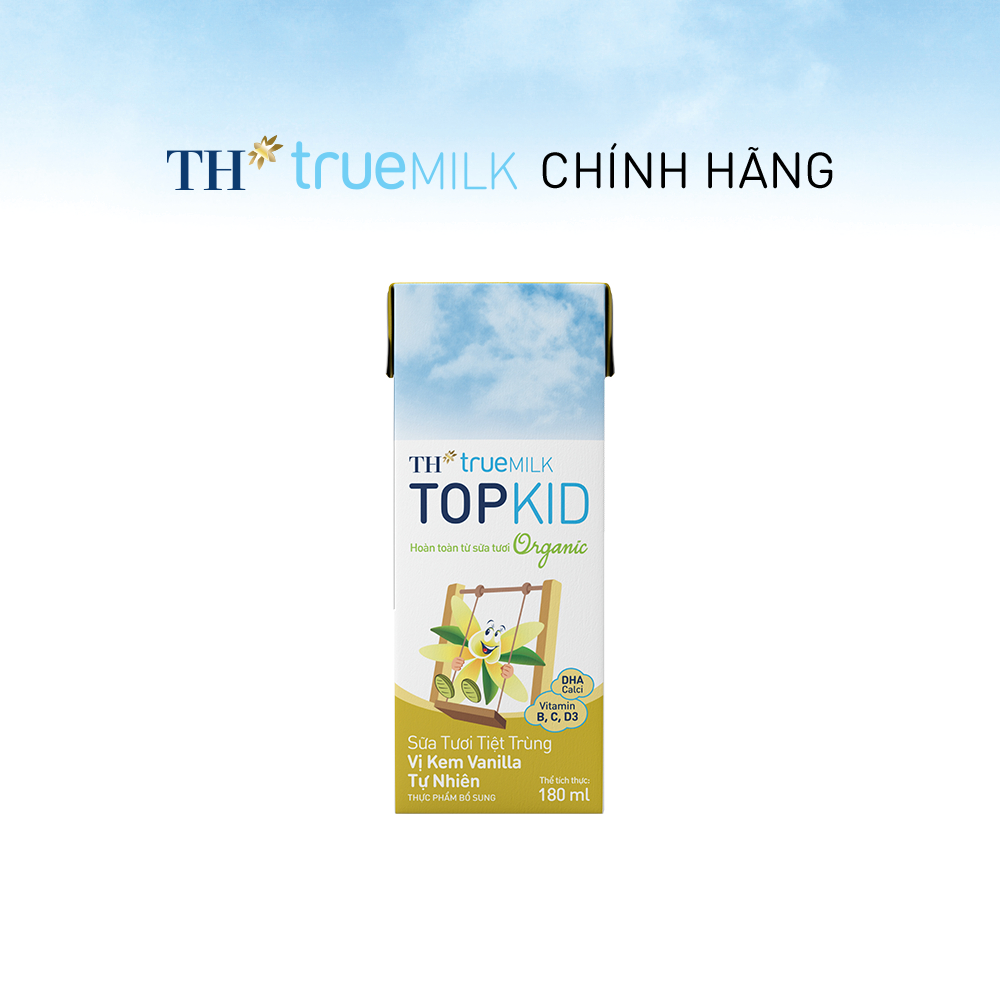 Thùng 48 hộp sữa tươi tiệt trùng TOPKID kem vanilla tự nhiên TH true MILK 180ml