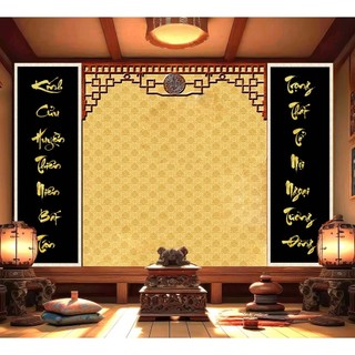 Tranh Câu Đối Phòng Thờ tráng gương