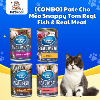[COMBO] Pate Cho Mèo Snappy Tom Real Fish & Real Meat Cho Mèo Từ Cá Thịt Thật Bổ Sung Dinh Dưỡng Hộp 400GR Pet Kool
