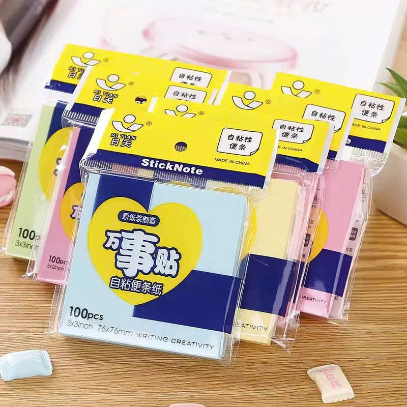 Tập 100 Tờ Giấy Note Dán 76x76mm Tự Dính Màu Pastel Siêu Xinh | Shopee ...