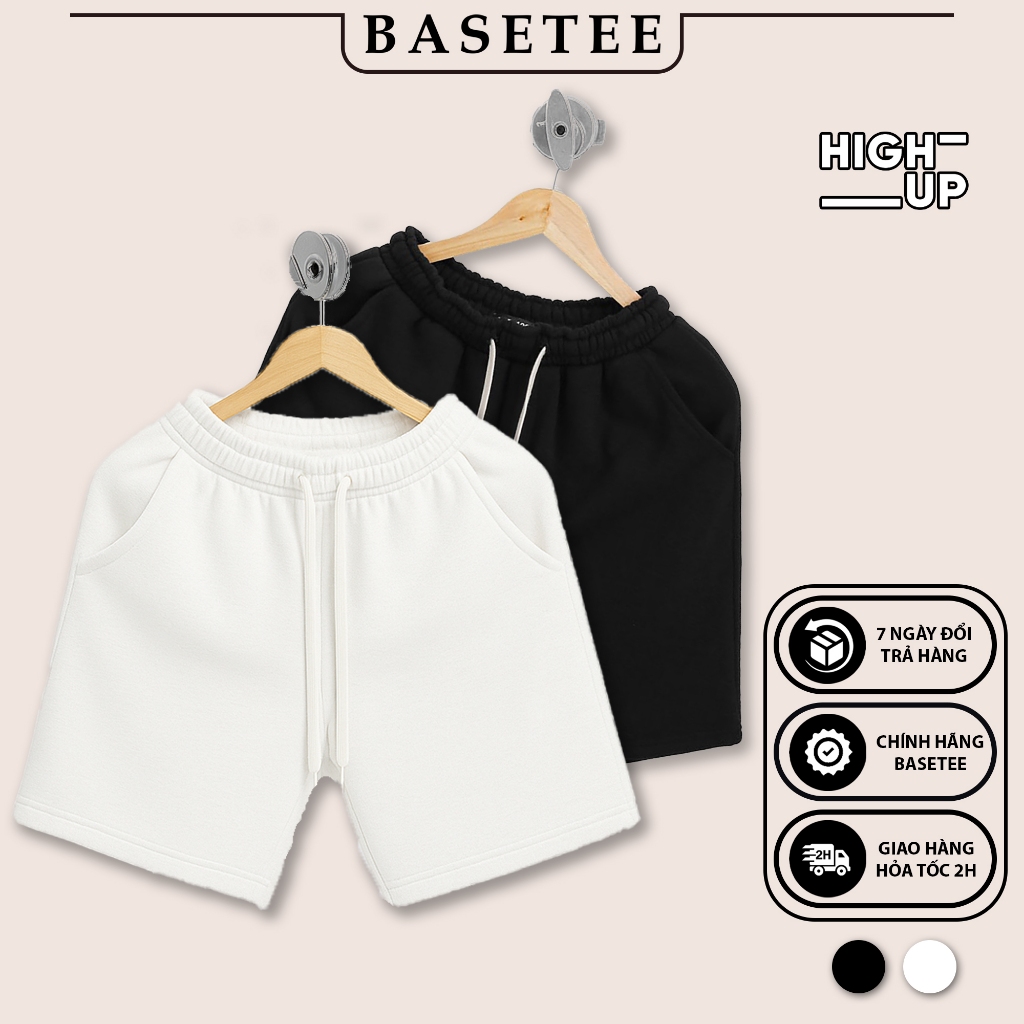 Quần short trơn Basic nỉ da cá mềm mịn co giãn thoáng mát 40-100kg form suông Unisex Basetee