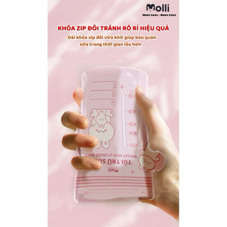 Túi Trữ Sữa Mẹ Molli 30 Túi/Hộp 150ml 200ml 250ml - Túi Trữ Sữa Khoá Zip Đôi Chống Tràn, Bảo Quản Sữa Cho Bé