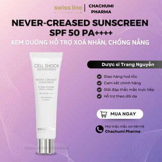 Swissline Cell Shock Age Intelligence Never-Creased Sunscreen SPF 50 PA++++ Kem dưỡng hỗ trợ xoá nhăn&chống nắng