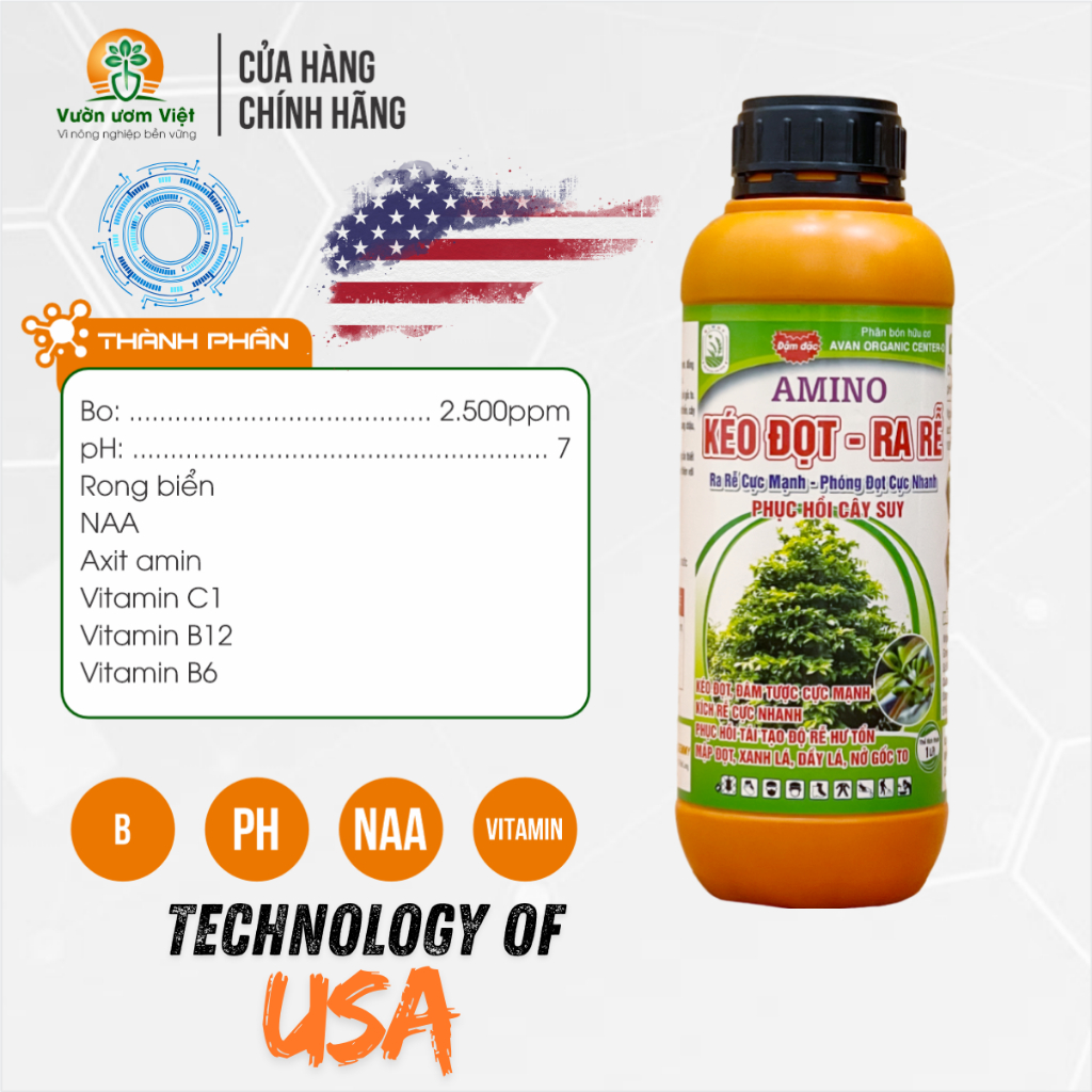 [Mua 3 tặng 1]Phân bón chuyên Amino Kéo Đọt Ra Rễ đa dưỡng chất, lớn nhanh, rễ nhiều, mập đọt - 1L