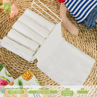 KHĂN SỮA SỢI TRE CAO CẤP 3 LỚP (HỘP 6 CHIẾC )