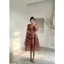 Đầm midi hoa cổ V bống dài tay A2526