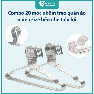 Combo 20 móc nhôm treo quần áo nhiều size bền nhẹ tiện lợi dễ sử dụng