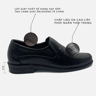 Giày Tây Nam IGU G0209 Da Cao Cấp,Giày Lười Đế Nâng 4-5cm,Đế Cao Su Non,Khấu Chỉ 2 Lớp Bảo Hành 12 Tháng.