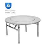 [FREESHIP] Bàn inox gấp gọn 1m4 Revin QUI PHÚC, có mâm xoay, tiện lợi, bàn ăn gia đình, nhà hàng — ảnh 4
