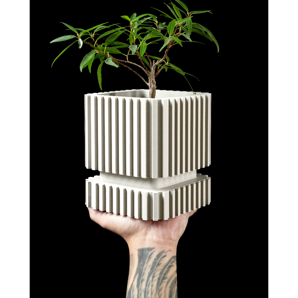 Chậu cây trang trí, tặng kèm nametag (quà tặng) - Mẫu Stripes - ArtPrint3D