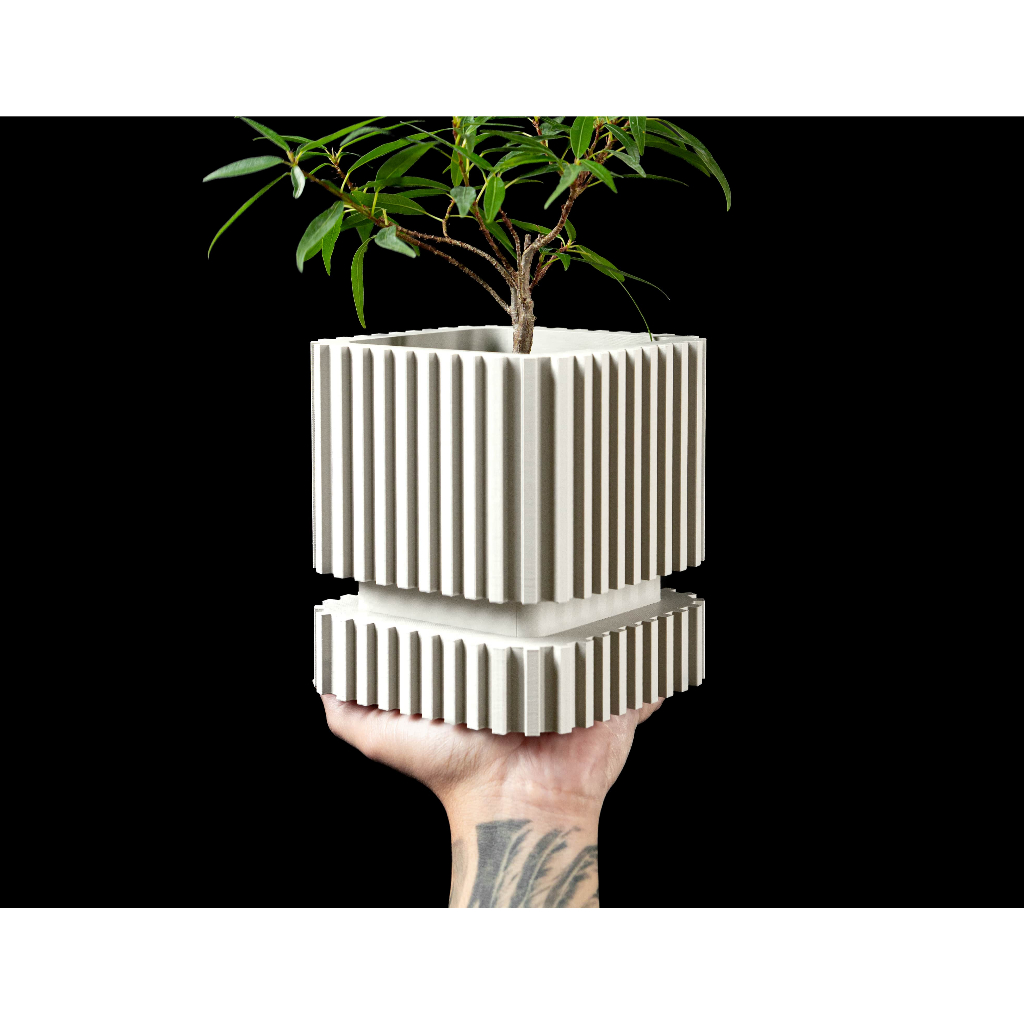 Chậu cây trang trí, tặng kèm nametag (quà tặng) - Mẫu Stripes - ArtPrint3D