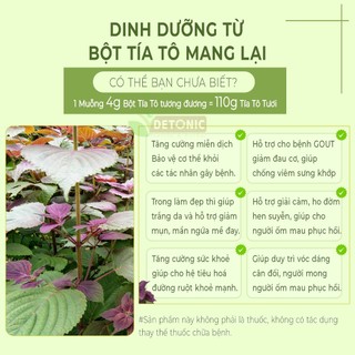 Bột tía tô nguyên chất DETONIC hỗ trợ giải cảm, hạ sốt, người bị gout, giúp trắng da tự nhiên, giảm mụn và thâm sạm nám