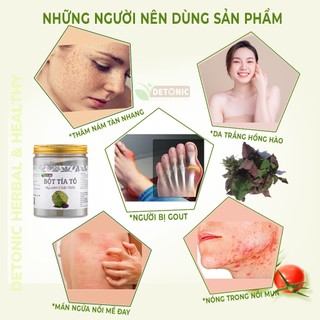 Bột tía tô nguyên chất DETONIC hỗ trợ giải cảm, hạ sốt, người bị gout, giúp trắng da tự nhiên, giảm mụn và thâm sạm nám