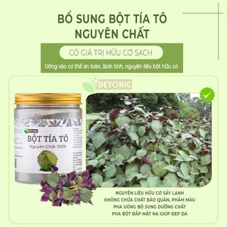 Bột tía tô nguyên chất DETONIC hỗ trợ giải cảm, hạ sốt, người bị gout, giúp trắng da tự nhiên, giảm mụn và thâm sạm nám