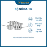 Bộ nồi inox 7 món cao cấp Malloca SA-112 Đúc Liền Khối 3 Lớp Sử Dụng Tất Cả Loại Bếp Bảo Hành 12 tháng — ảnh 1