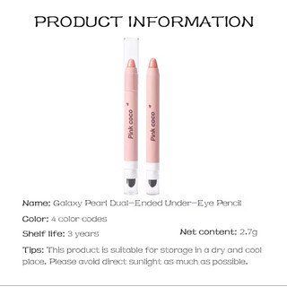 Phấn mắt 3In1 dạng thỏi hai đầu chống thấm nước và mồ hôi độ bóng cao Pink Coco