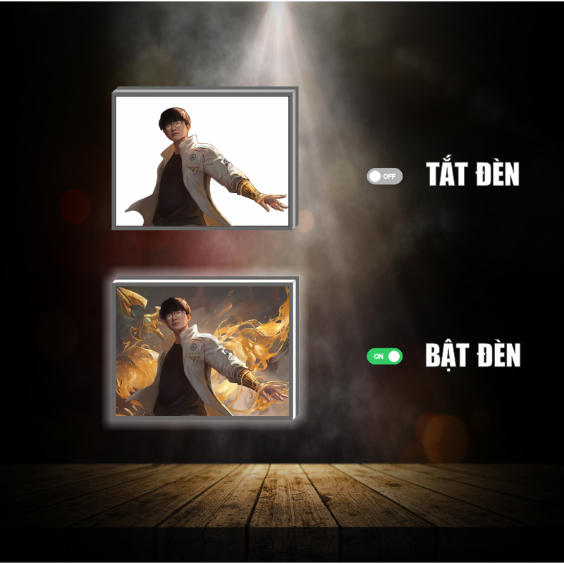 Tranh đèn led 3D Liên minh huyền thoại -T1-Faker-Gumayusi-Zeus - Tranh đèn led 3D ANIME trang trí bàn làm việc, đèn ngủ