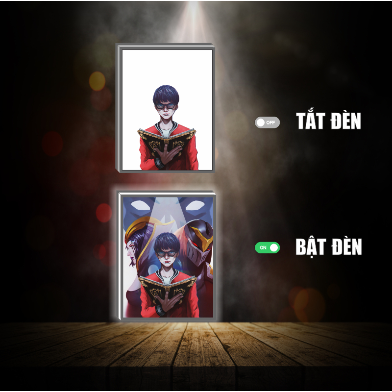 Tranh đèn led 3D Liên minh huyền thoại -T1-Faker-Gumayusi-Zeus - Tranh đèn led 3D ANIME trang trí bàn làm việc, đèn ngủ