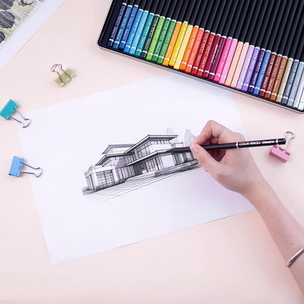 [ CHÍNH HÃNG ]Bút Chì Màu Gốc Dầu 36/72 Màu Cao Cấp Global Art,Màu Đậm Tươi Sáng,Không Kỵ Tẩy,Vẽ Tranh Chuyên Nghiệp