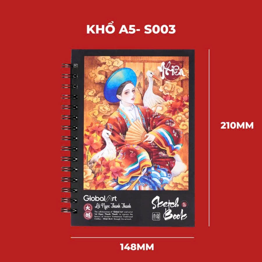 Sổ Sketchbook GLOBAL ART 230gsm, Sổ Vẽ Màu Nước A4 A5 Giấy Không Kỵ Tẩy, Ăn Chì Tốt, Lên Chuẩn Màu