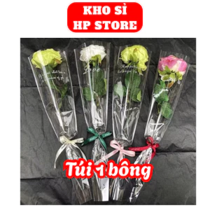 xấp 50 cái túi đựng hoa 1 bông trong suốt có viền/không viền HP Store