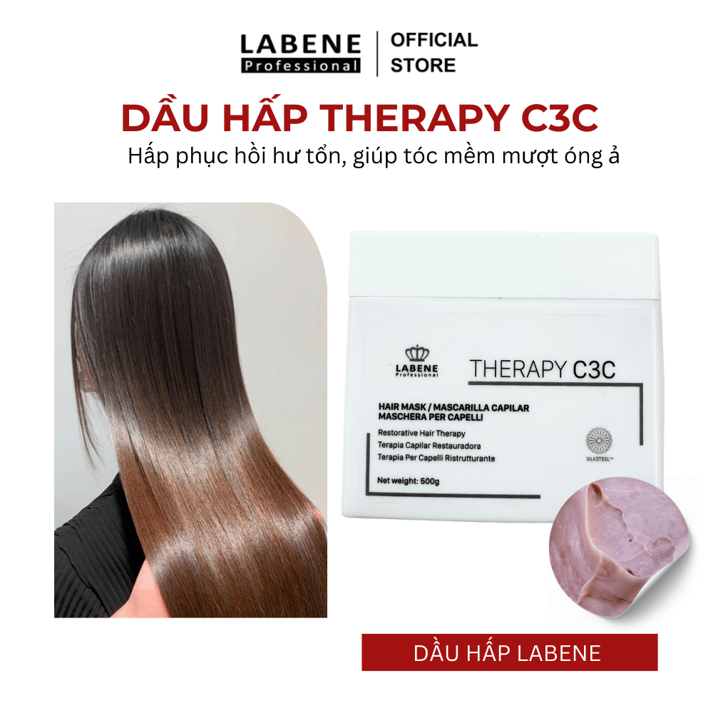 Kem ủ dầu hấp tóc THERAPY C3C phục hồi tóc hư tổn, nuôi dưỡng mái tóc óng mượt mềm mại 500g | LABENE