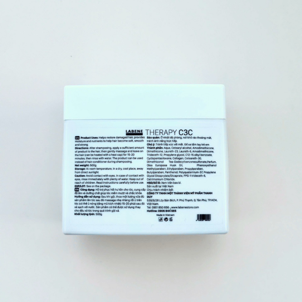 Kem ủ dầu hấp tóc THERAPY C3C phục hồi tóc hư tổn, nuôi dưỡng mái tóc óng mượt mềm mại 500g | LABENE