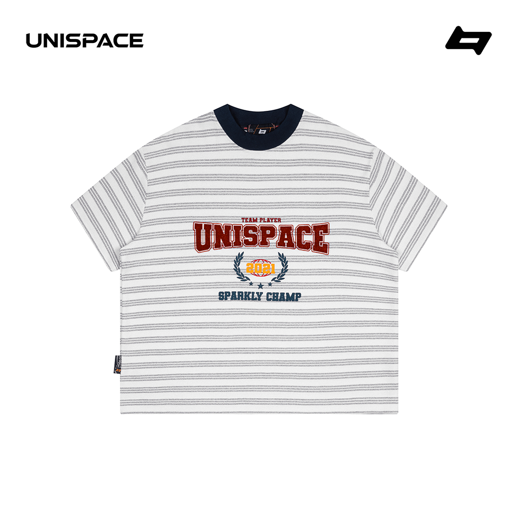 Áo thun local brand cotton sọc cá sấu cotton By UniSpace tay lỡ form rộng unisex oversize nam nữ Sparkly