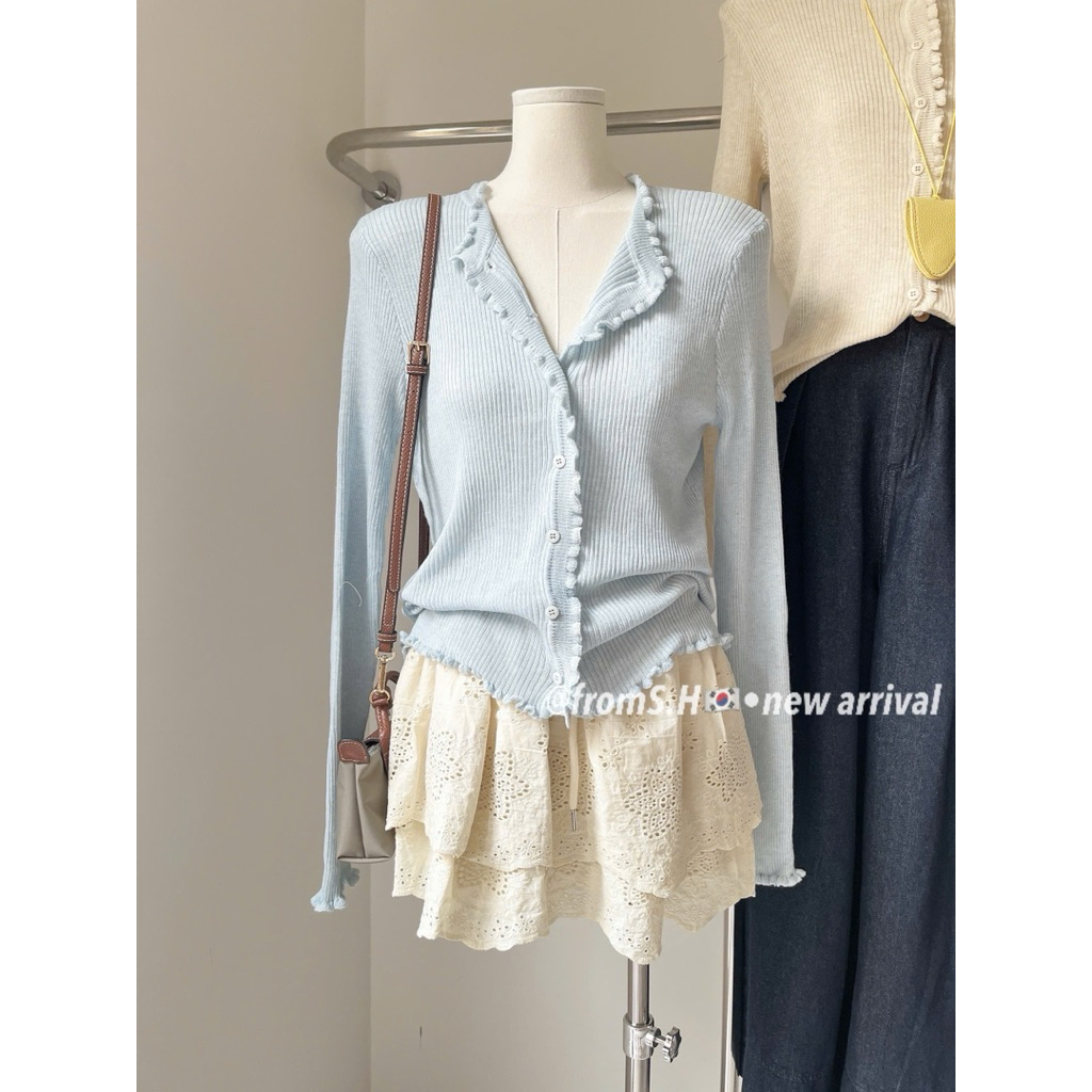 [𝐒𝐮𝐙𝐲] Áo Len MTG Dài Mỏng Viền Bèo QCCC Loại 1 (48-54kg)