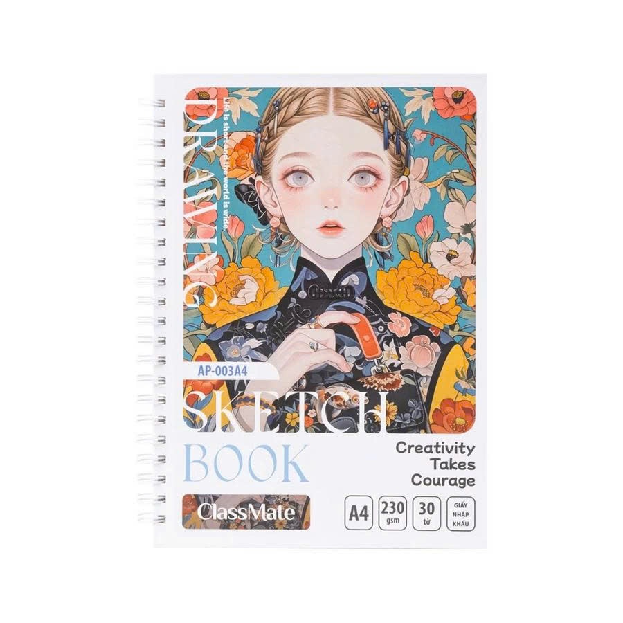 Sổ Sketchbook Chuyên Vẽ Chì 230gsm, Sổ Vẽ Phác Thảo A4 A5 Giấy Không Kỵ Tẩy, Ăn Chì Tốt, Lên Chuẩn Màu