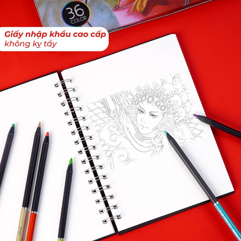 Sổ Sketchbook Chuyên Vẽ Chì 230gsm, Sổ Vẽ Phác Thảo A4 A5 Giấy Không Kỵ Tẩy, Ăn Chì Tốt, Lên Chuẩn Màu