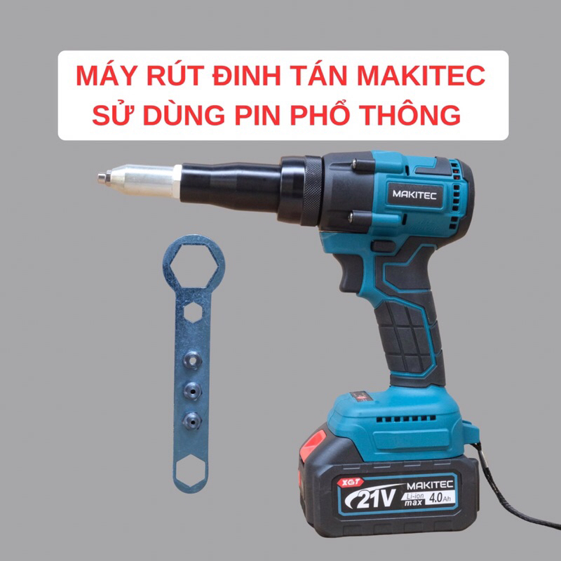 Máy rút đinh rive dùng pin phổ thông Makitec 18-21V động cơ không chổi ...