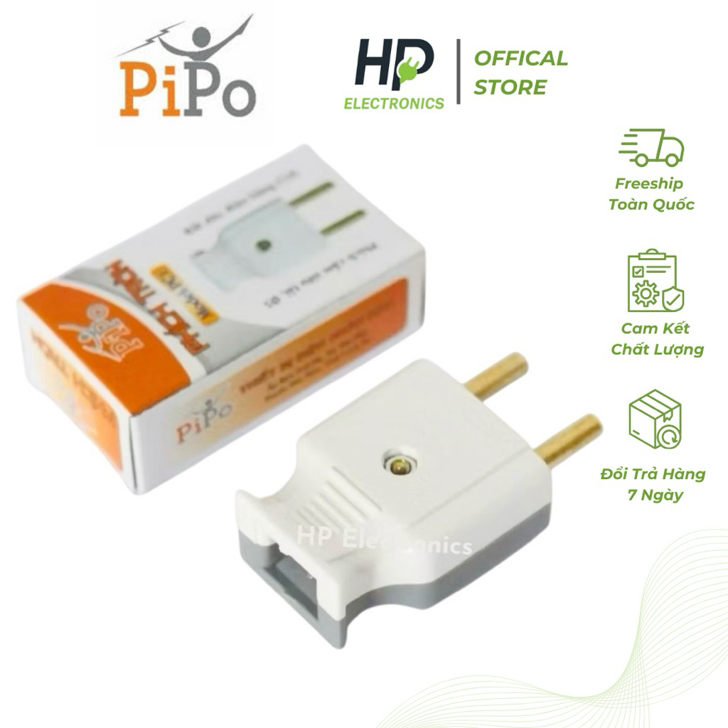 Phích cắm tròn chuôi đực siêu chịu tải 2000W PiPO loại tốt chân 5 ly