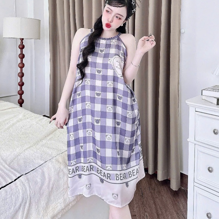 Đồ ngủ dễ thương,đầm lụa ngủ,váy ngủ đẹp,đồ ngủ lụa lạnh cao cấp dành cho nữ nhiều họa tiết cute[14]